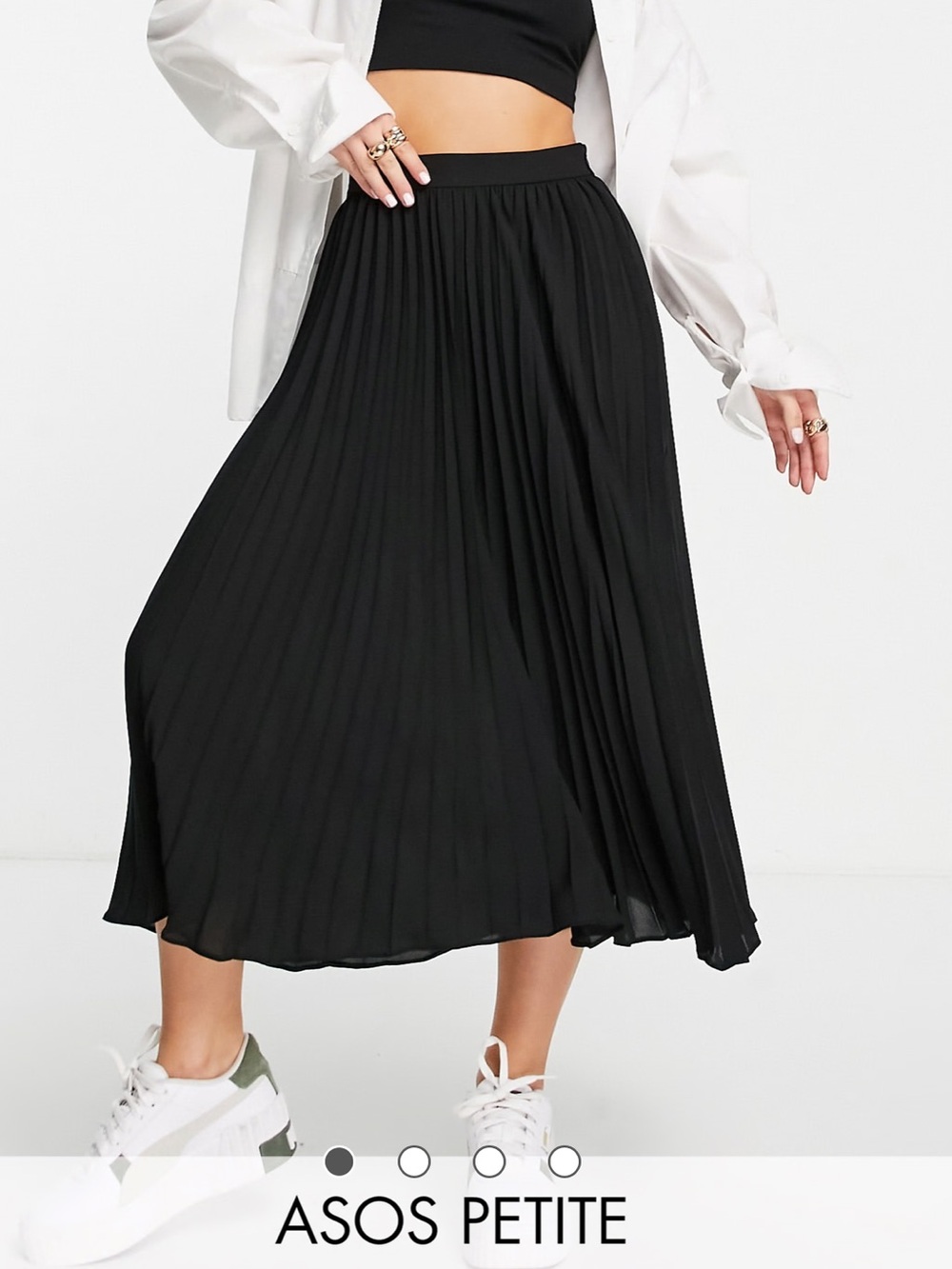 ASOS Petite Black Pleated Midi Skirt